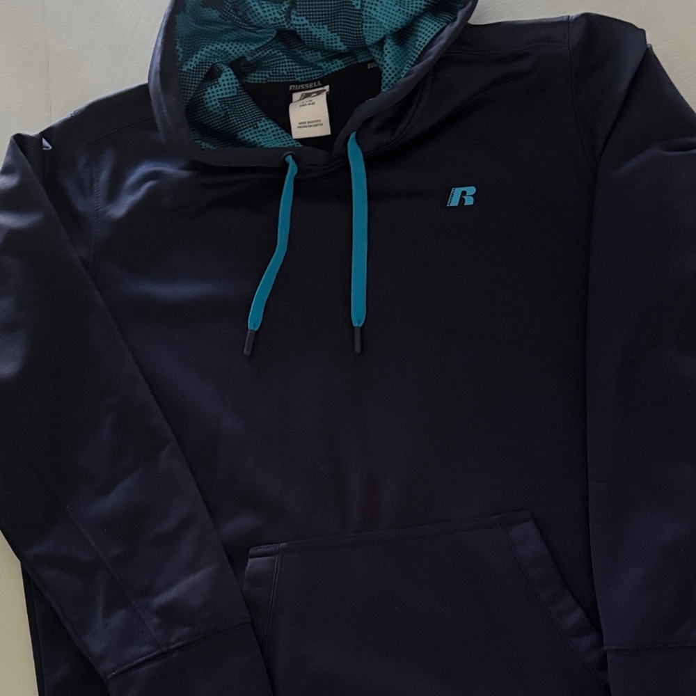 Russell Athletic Navy Hoodie with Teal Details